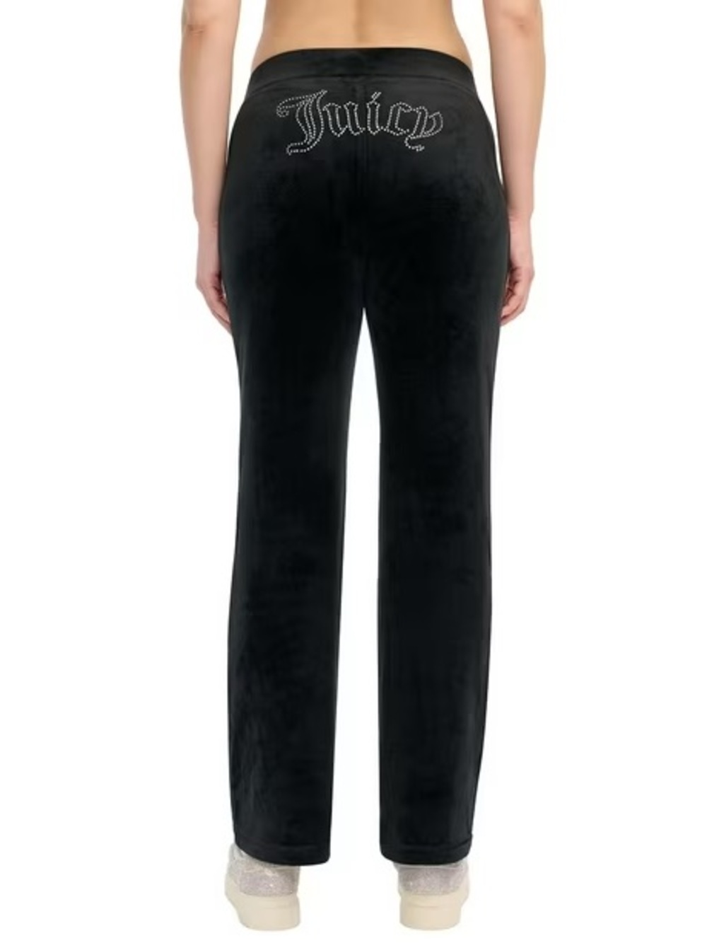 Black Juicy Couture Velour Pant with Rhinestone Logo